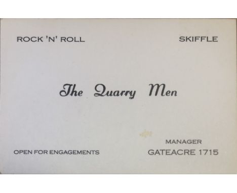 QUARRYMEN BUSINESS CARD. Original business card c1957/8 advertising the services of The Quarry Men whose members (Paul, Georg