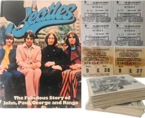 HAMMERSMITH ODEON 1965 TICKETS, BUBBLEGUM CARDS, WINGS TICKETS. Collection of Beatles memorabilia to include: two original ti