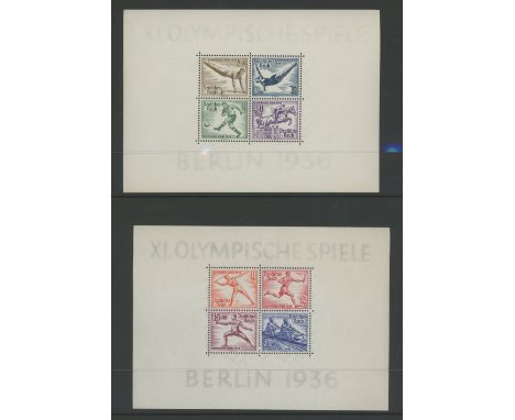 1936 Summer Olympic Games Min Sheets U/M, fine. SG MS613a Cat £350 (2 M/S)