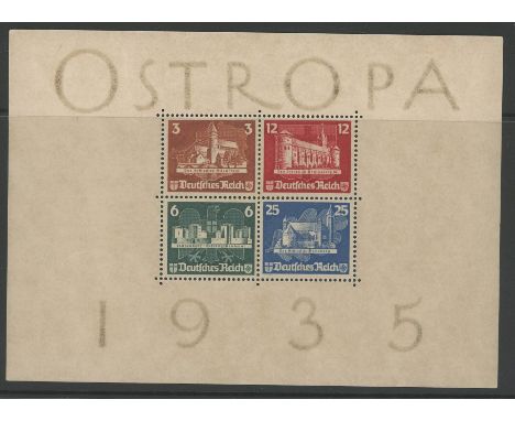 1935 International Philatelic Exhibition Min Sheet U/M. In most cases the gum has been removed from these sheets (see SG note