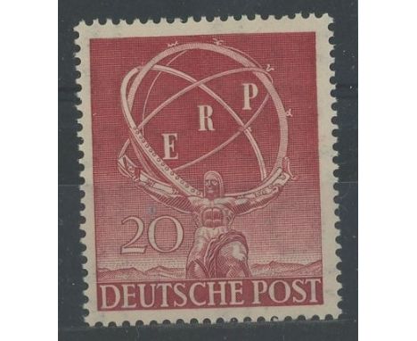 1950 European Recovery Programme 20pf U/M, fine. SG B71 Cat £140