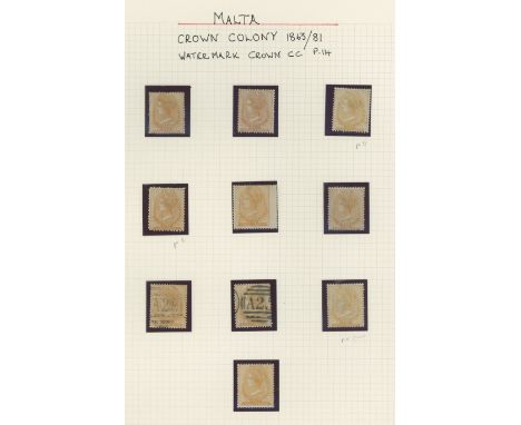 1863-81 ½d wmk Crown CC perf 14 range on album page with 8 Mint (5 lightly M/M, 1 part gum &amp; 2 no gum) &amp; 2 used, vari