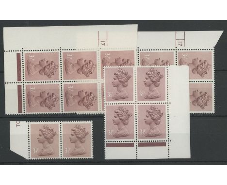 3½p PCP2 Cyl 17 No Dot &amp; Cyl 17 Dot cyl blocks of 6 + pair &amp; corner block of 4. U/M, fine (4 items)