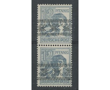 British &amp; American Zones: 1948 12pf grey vertical pair, one with inverted overprint. U/M, fine, expertised Schlegel on re