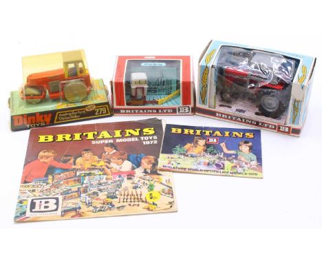 A Dinky Toy and Britains boxed agricultural diecast group to include a Britains No. 9522 Massey Ferguson 595 tractor, a Brita
