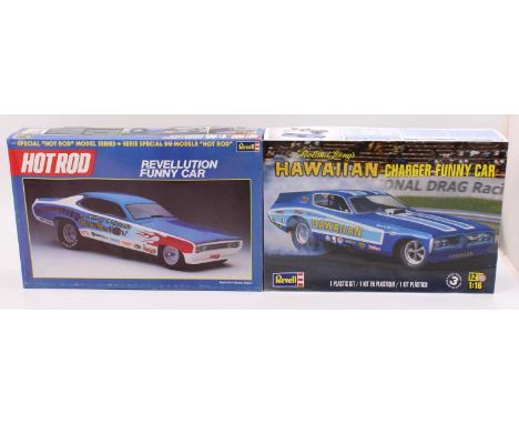 Revell 1/16th scale Hot Rod model kits, 2 examples comprising Roland Leong's Hawaiian Dodge Charger Funny Car, and Whipple &a