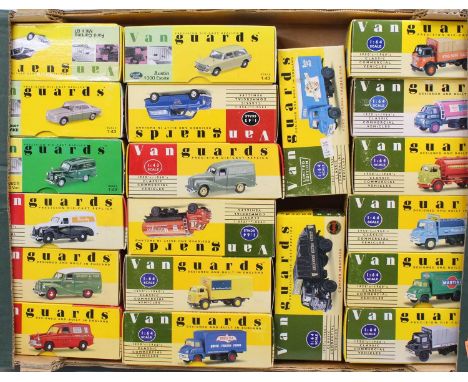 20 Lledo Vanguards 1/43rd scale diecast, with examples including an Austin Mini Van, a Ford Cortina MkII GT, a Bedford S Type