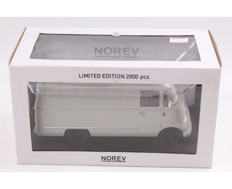 A Norev 1/18 scale limited edition diecast model of a Mercedes Benz L319 1955 panel van housed in the original window box