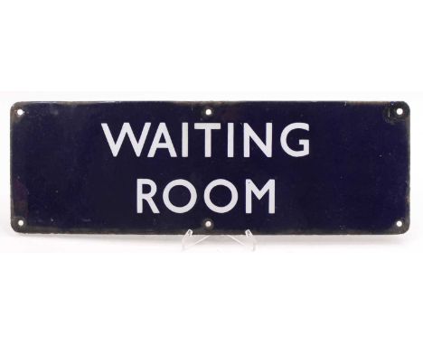 A BR eastern region blue "Waiting Room" enamel sign with "For Hillington " written on the reverse, 6 fixing holes and measure