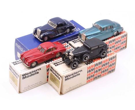 Western Models and Metal43 1/43rd scale white metal boxed vehicle group, 4 examples to include Metal 43 No.1022 Mercedes 300S