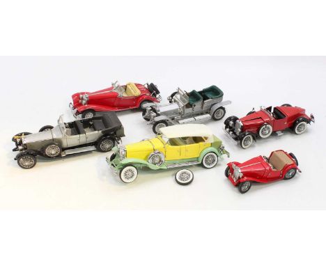 One tray containing six various 1/24 sale Franklin Mint diecast vehicles, some examples a/f to include a Rolls Royce 1907 Sil