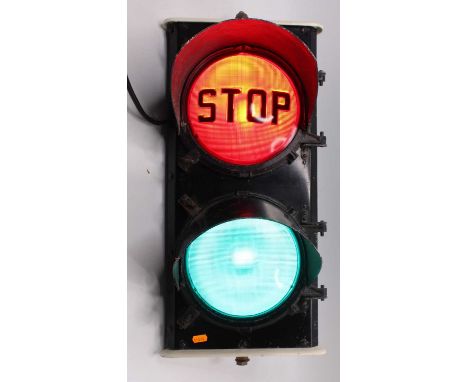 Transport Interest Electrically Operated Very Rare Early 2-Stage Traffic Light Signal, to lights for Stop and Go, metal casin