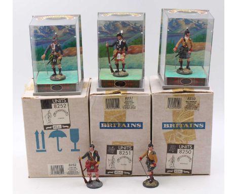 One tray containing a collection of Britains large scale Clansman Series figures, three examples housed in original boxes plu
