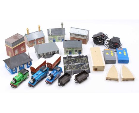 Hornby Thomas the Tank Engine radio controlled set, not in original box, comprising Thomas, Percy, Clarabel, Annabel, 2 troub