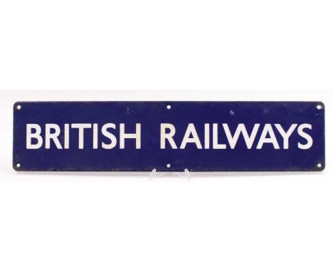 An original British Rail Eastern Region, blue British Rail enamel sign, with 6 fixing holes and measuring 25.5"/ 63.5cm x 6"/