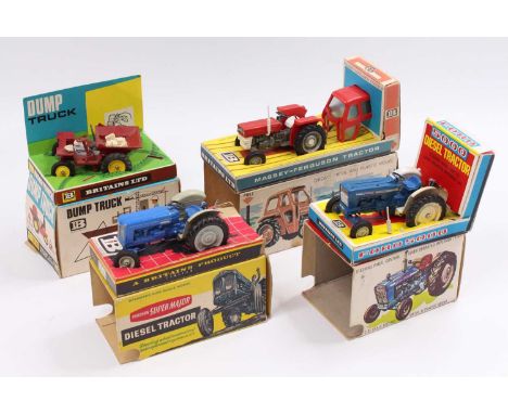 A collection of four various boxed Britains 1/32 scale farming vehicles to include a partially repainted No. 9527 Ford 5000 t