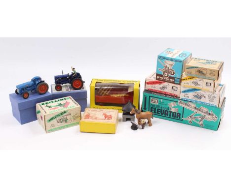 One box containing a quantity of various lead hollow cast white metal re-cast and similar, Britains and Corgi tractors and fa