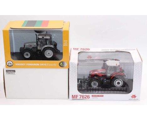 A Universal Hobbies Massey Ferguson 1/32 scale boxed tractor group to include a limited edition Massey Ferguson 5470 Fauchie 