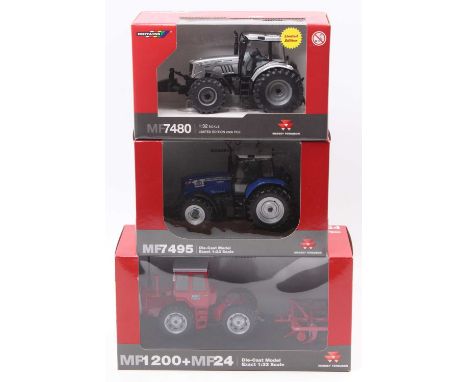 A collection of three various Britains and Universal Hobbies 1/32 scale diecast tractors to include a Universal Hobbies Masse