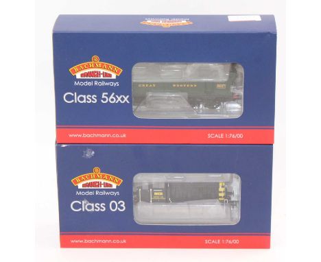 Two Bachmann Branch-Line locos: 32-078 class 56xx 5637 0-6-2 tank, GWR 8DCC (NM) (BNM); 31-367 class 03 D2199 NCB black with 