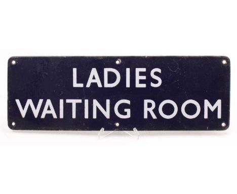 An original British Rail Eastern Region blue enamel sign 'Ladies Waiting Room', with 6 fixing holes, the sign measures 18"/46