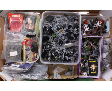 One tray containing a quantity of Warhammer, Citadel and War Gaming plastic figures and spares to include mixed scenery, figu
