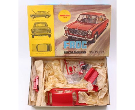 A Frog/Triang Products 1/16 scale motorised plastic kit for a Morris 1100, housed in the original pictorial card box, kit app