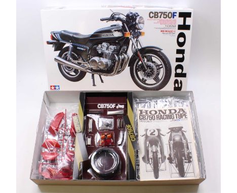 A Tamiya No. 16020 1/6 scale plastic kit for a Honda CB750F motorcycle housed in the original box, as issued