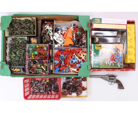 Britains, Crescent, Revell, and similar plastic toy soldiers and figures, with examples including Crescent British Army foot 