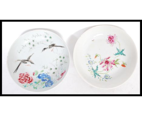 An 18th century Yongzheng period Chinese porcelain plate  with hand enamelled flowers and birds with six blue character KangX