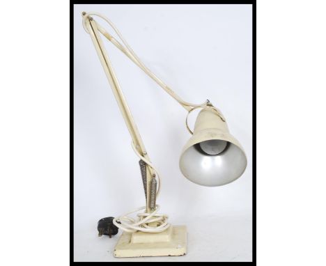 A vinatge retro 20th century 1940's Industrial pre-war Herbert Terry anglepoise desk lamp, raised on a cast metal two step sq