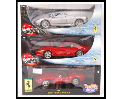 A collection 3x Hot Wheels precision diecast model 1:18 scale Ferrari's boxed diecast models comprising of 2x ' 100% Hot Whee