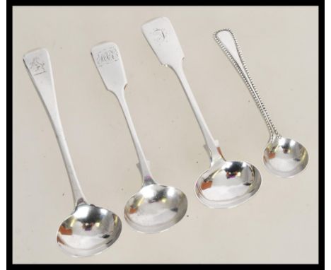 Three Victorian silver hallmarked small ladle spoons London 1846 J&amp;S Savory, Exeter 1852 Robert Williams and Sons and Exe