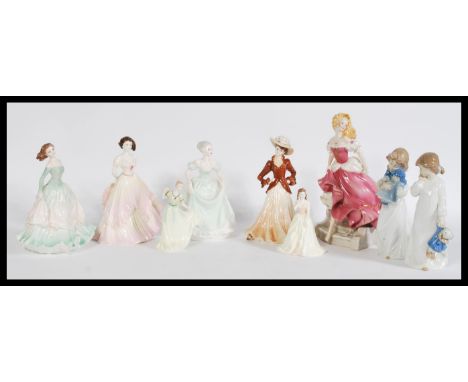 A collection of 20th century ceramic figurines of ladies to include Coalport Ladies of Fashion; Henrietta, Joan and Twenty-on