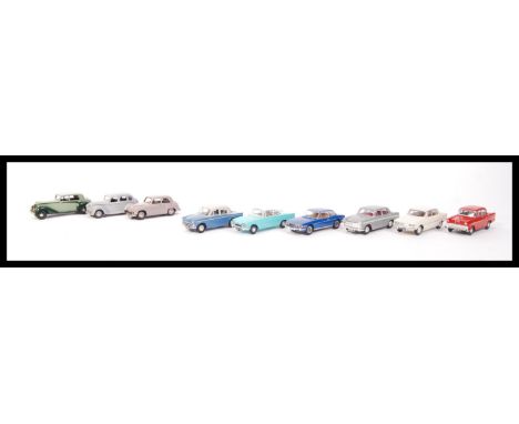 A collection of assorted loose diecast scale 1:43 model cars to include; Somerville ' Hillman Minx 1951 ' , Crosway Models ' 