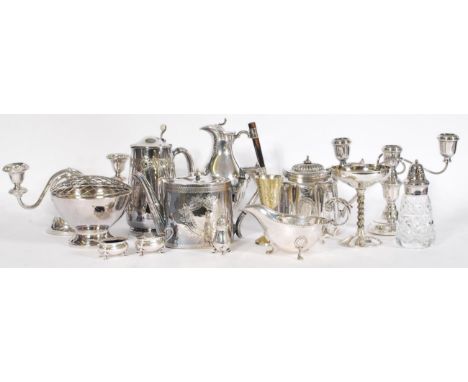 A selection of 20th century silver plate wares to include a stamped Frank Mills &amp; Co. silver plate teapot, a Philip Ashbu