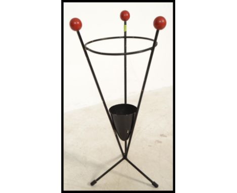 A vintage / retro 20th Century atomic stick stand, constructed from metal with ball finial feet.&nbsp;Measures: 60cm high x 2