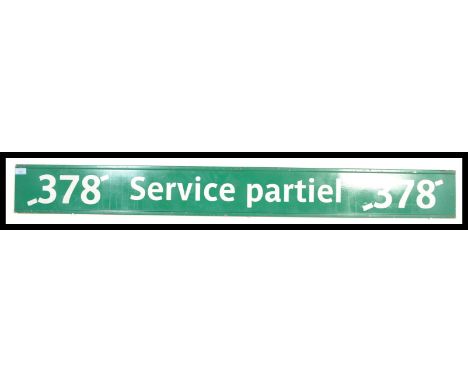 A vintage retro 20th century French transport enamel sign reading 378 Service Partiel 378 La Defense Grande Arche Mairie De V