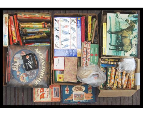 A large collection of vintage jigsaw puzzles to include a Chad Valley Cunard White Star shipping line , Chad Valley GWR Vikin