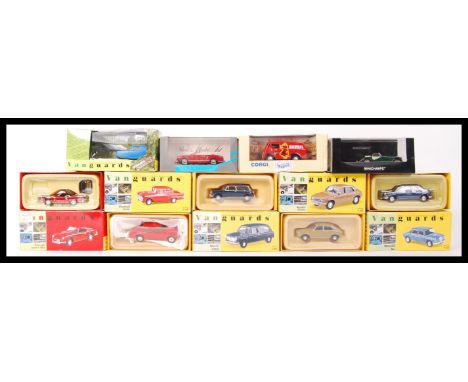 A collection of boxed original Vanguards diecast 1:43 scale model cars to include; a Morris 1300 , Austin Allegro , Triumph S