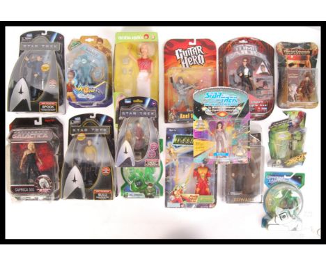 A good collection of 15x assorted TV &amp; Film related carded action figures. Various makes and franchises, to include; Chri