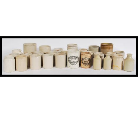 A collection of vintage 20th century ceramic advertising point of sale jam jars many having the W.P. Hartley notation to the 