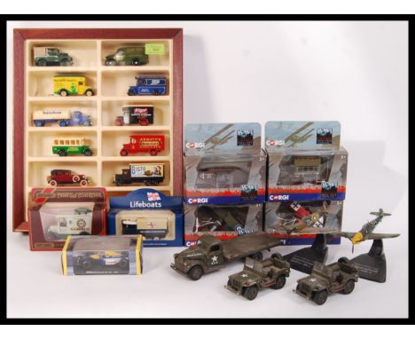 A collection of assorted Corgi , Lledo , Matchbox and military diecast scale model vehicles to include; Corgi CS90613 , Match