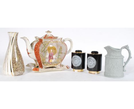 A collection of vintage 20th century retro ceramics to include a&nbsp;Burleigh Ware Chinoiserie Teapot on a Stand of unusual 