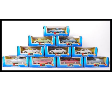 A collection of 10x Burago 1:24 scale precision diecast model Alpha Romeo cars in different variations and colourways to incl