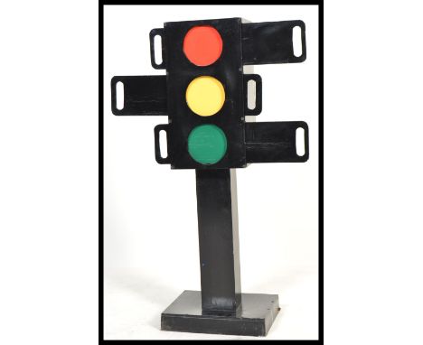 A vintage 20th Century school instruction mock Traffic Light set for teaching children safe road crossing. Scratch built from