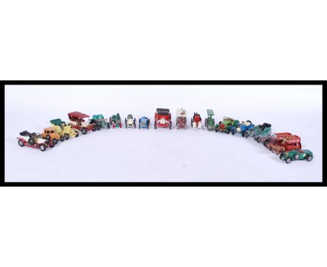 A good group of early Matchbox Models of Yesteryear and Lesney model toy diecast cars to include Lesney No4 fire engine, stea