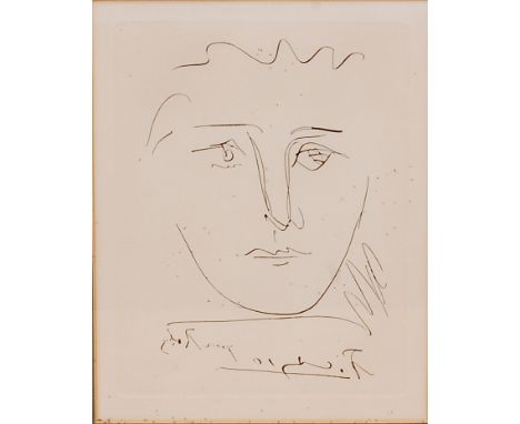 After Picasso - Abstract bust portrait, lithograph, bears reverse signature, the full sheet 25.5 x 20cm