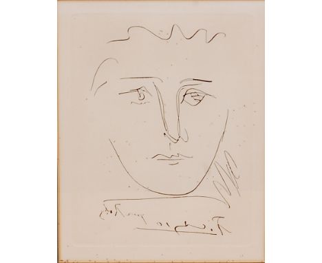 After Picasso - Abstract bust portrait, lithograph, bears reverse signature, the full sheet 25.5 x 20cm