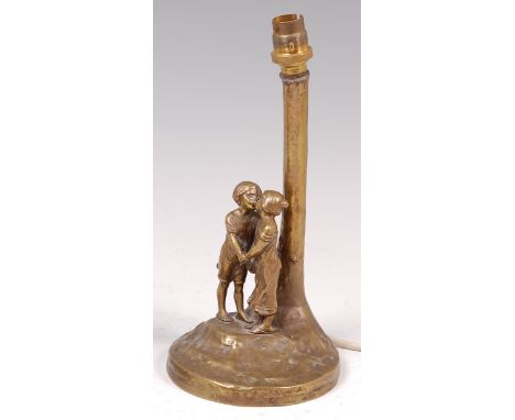 Peter Tereszczuk (Austrian 1875-1963) - A bronze figural table lamp, of naturalistic form, with boy and girl holding hands an